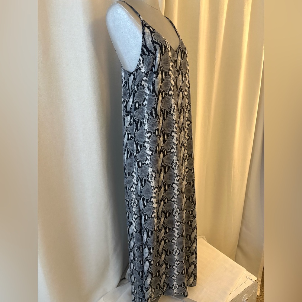 BuddyLove Snake Print Maxi Slip Dress Lined Side Slits Adjustable Straps Small - Picture 3 of 12